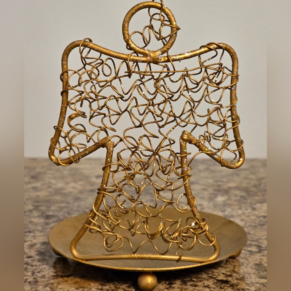Wire Angel Candle Plate Or Trinket/Candy/Coins Tray Home Decor